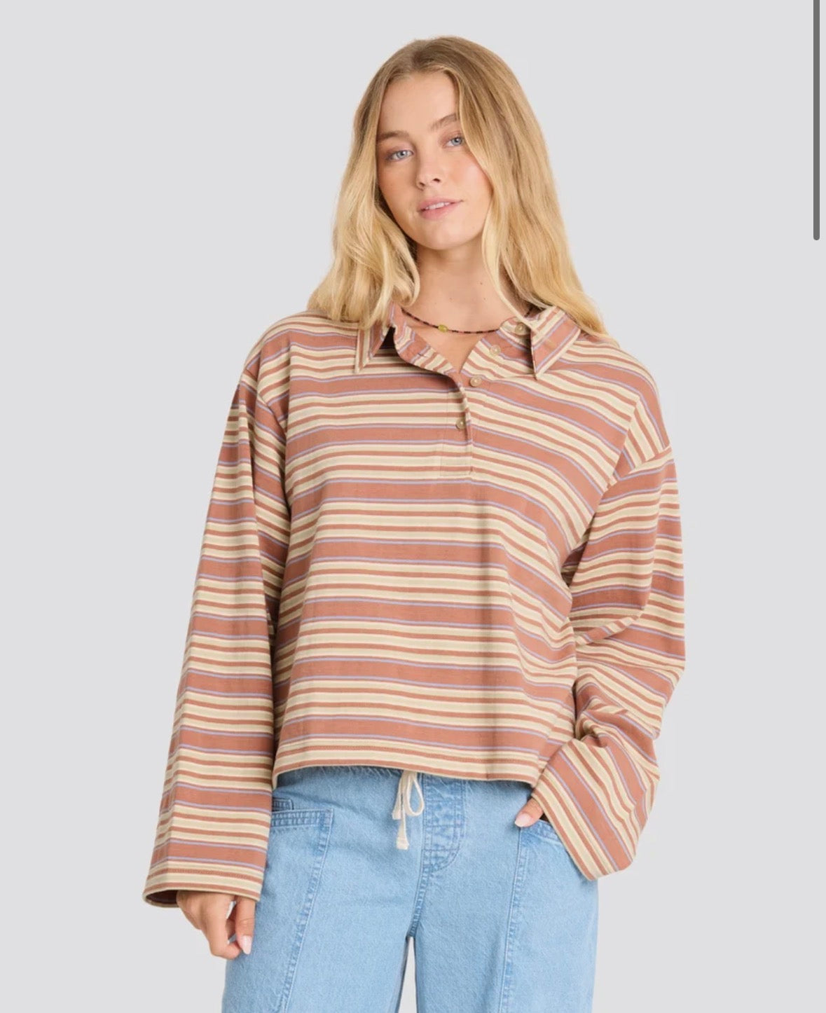 Sugar Stripe Long Sleeve Polo