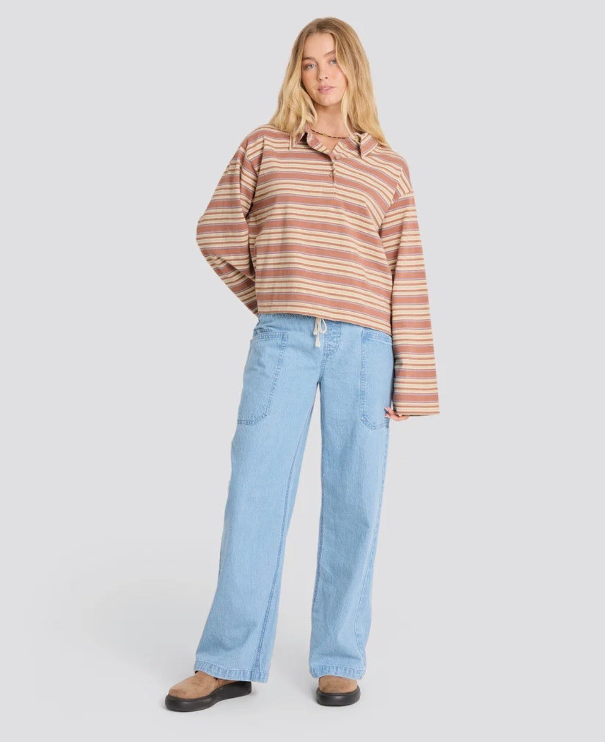 Sugar Stripe Long Sleeve Polo