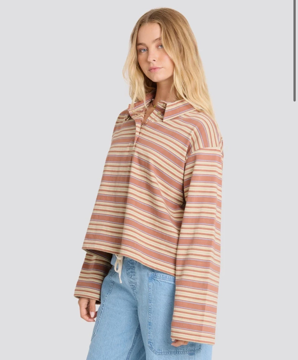 Sugar Stripe Long Sleeve Polo