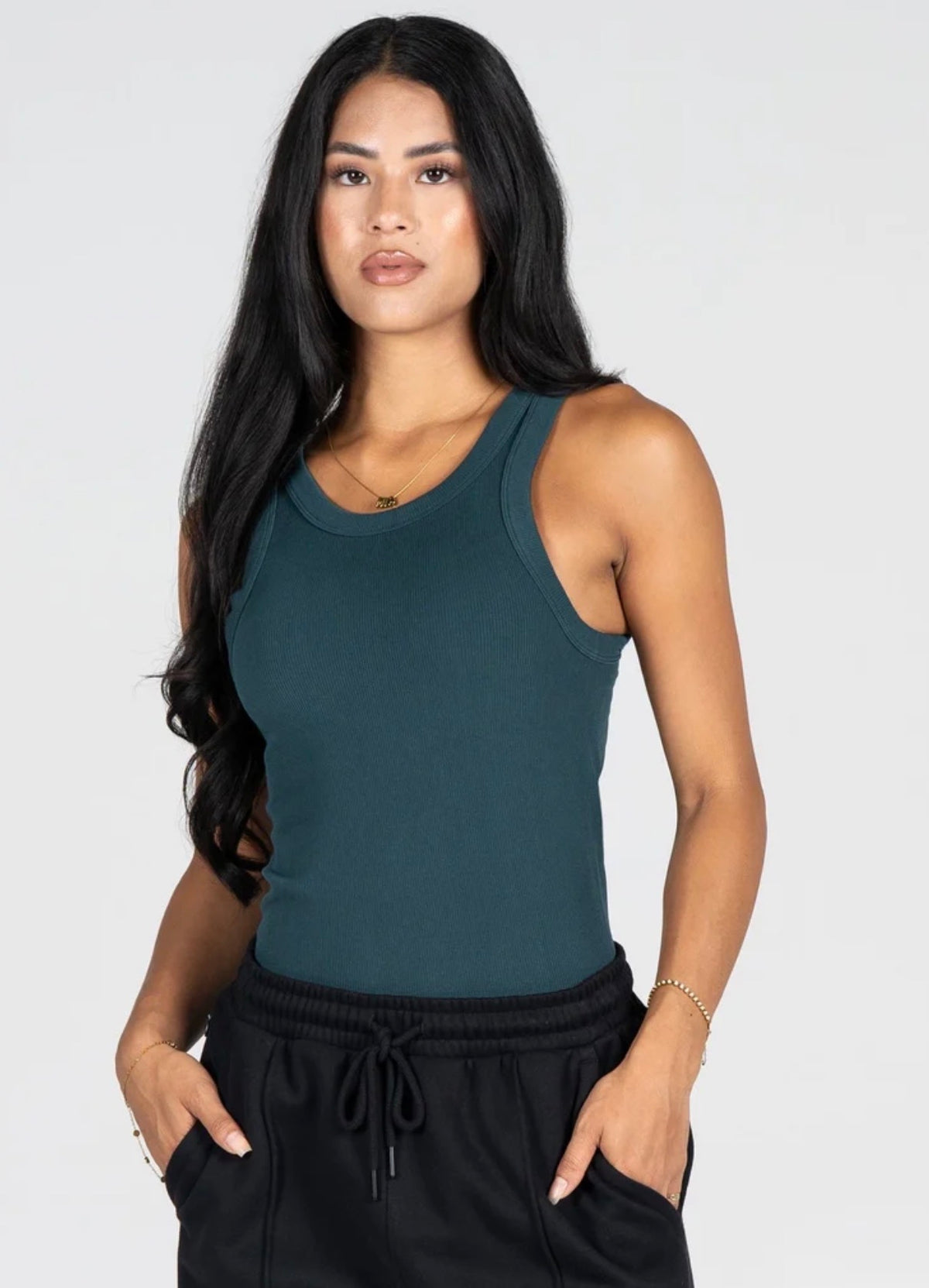 Bamboo Ribbed High Crew Tank