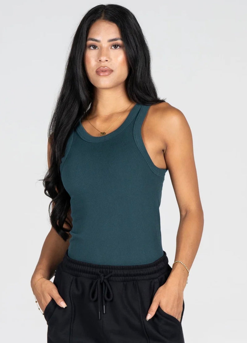 Bamboo Ribbed High Crew Tank