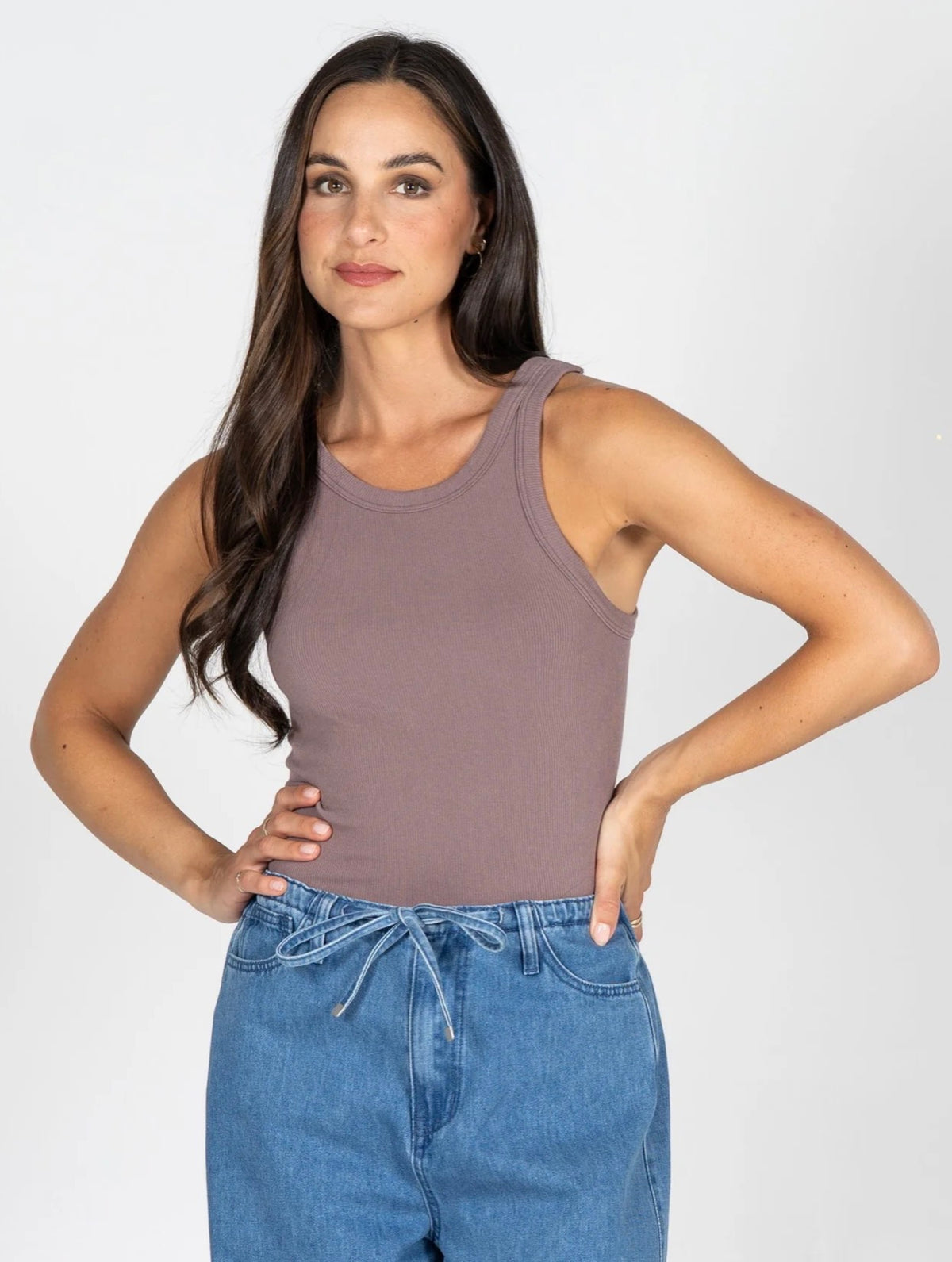 Bamboo Ribbed High Crew Tank