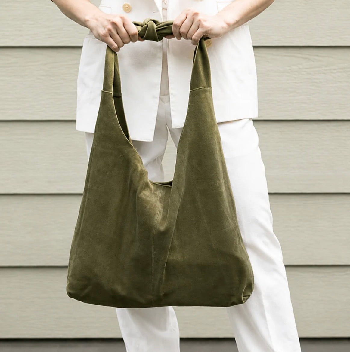 Knot Tote Suede - Olive