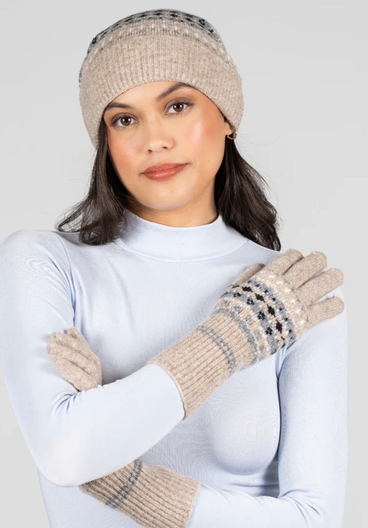 Fair Isle Beanie Glove Set