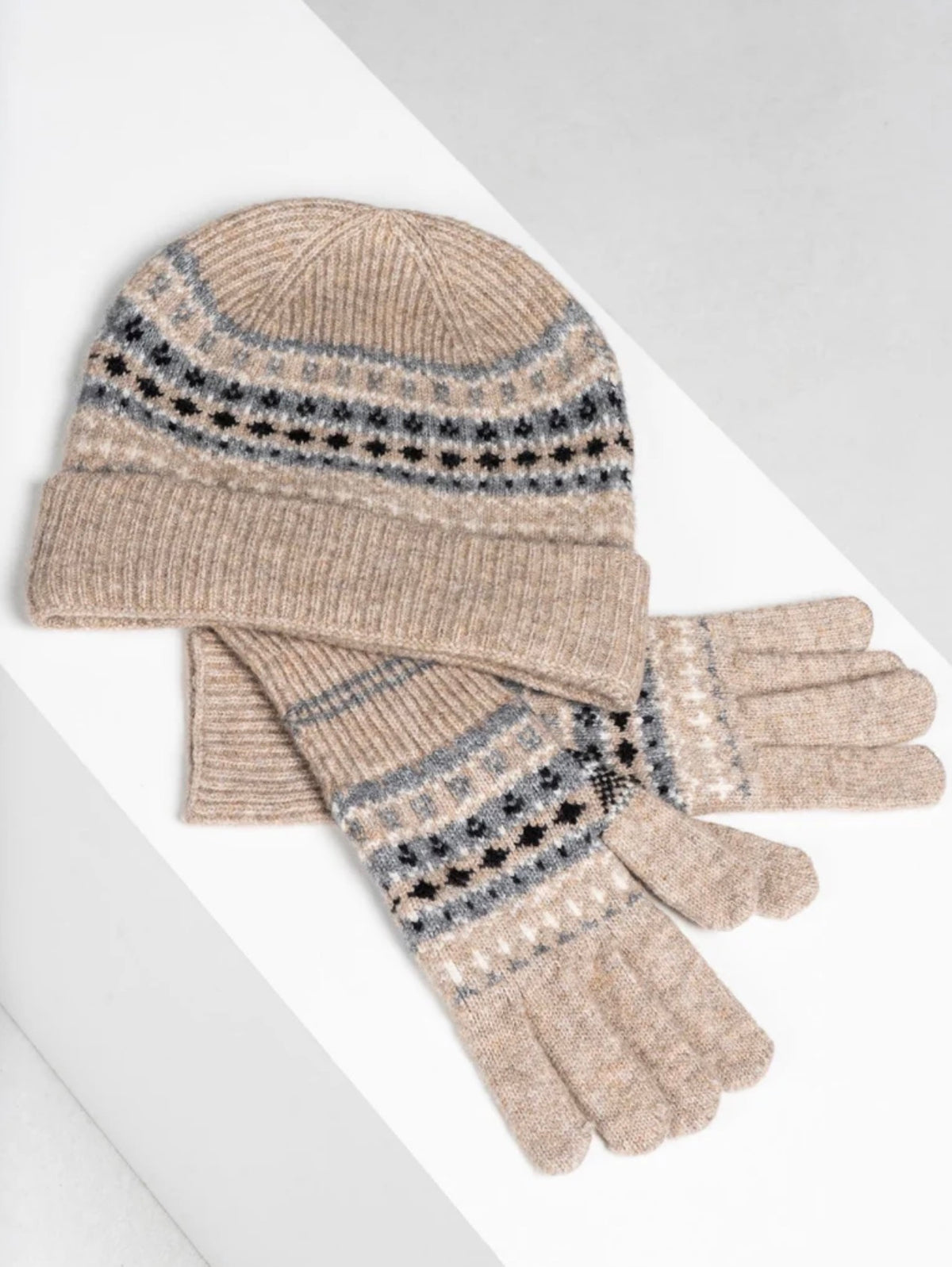 Fair Isle Beanie Glove Set