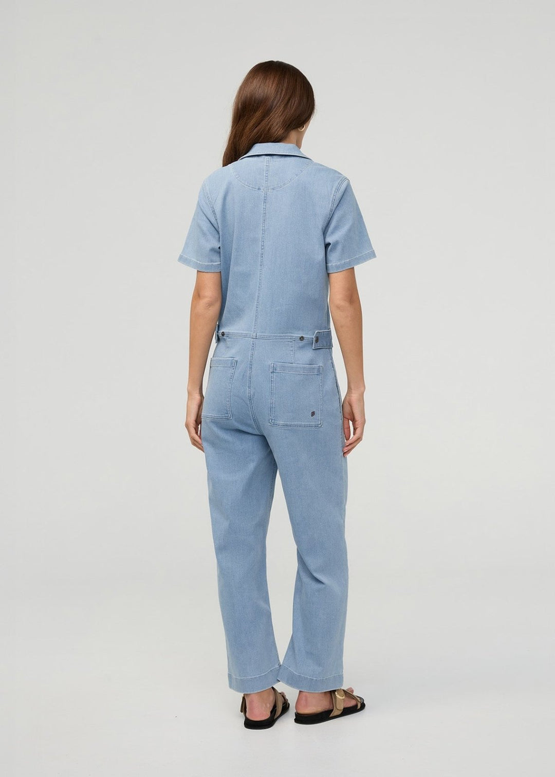 Performance Denim Short Sleeve Jumpsuit
