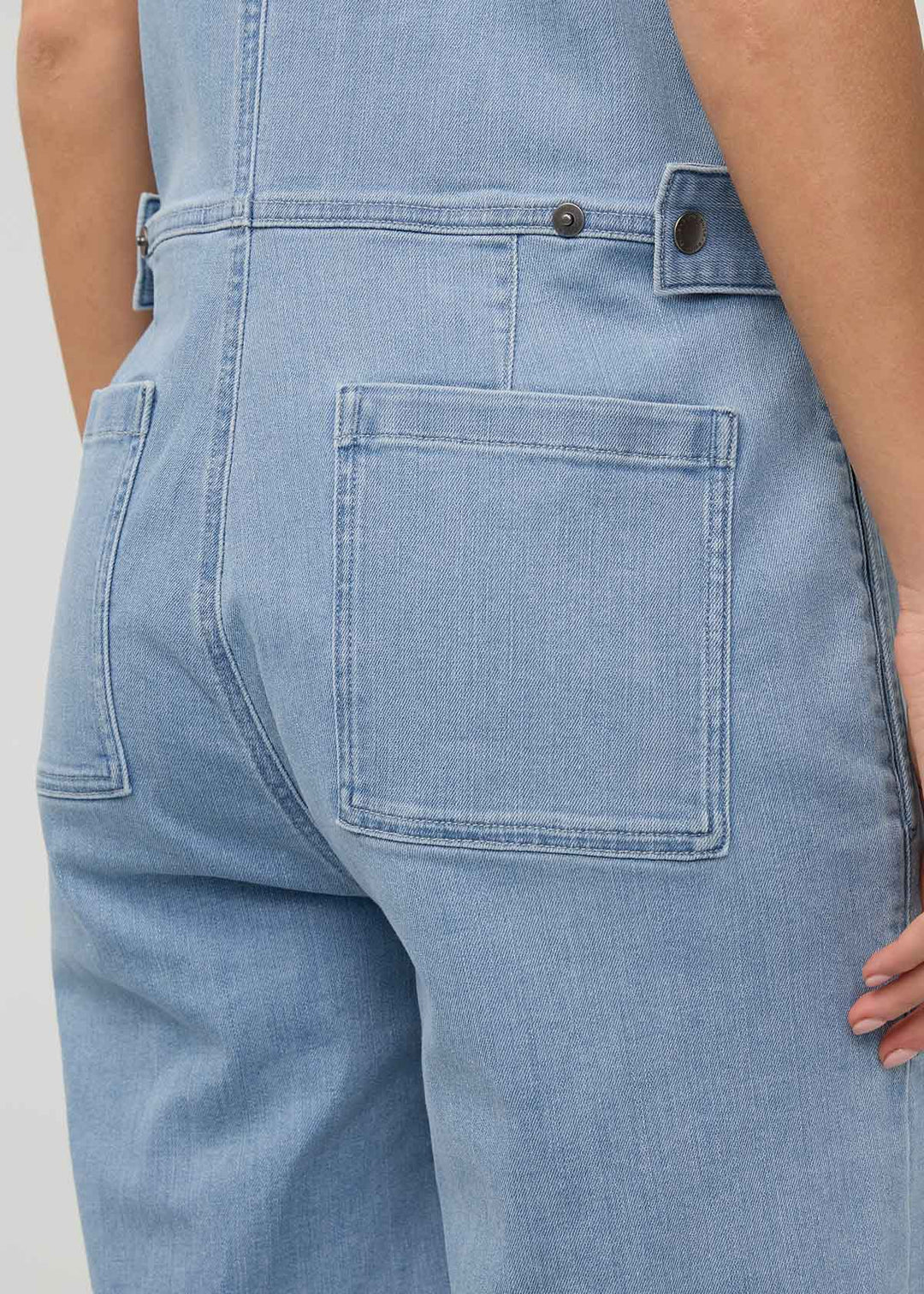 Performance Denim Short Sleeve Jumpsuit