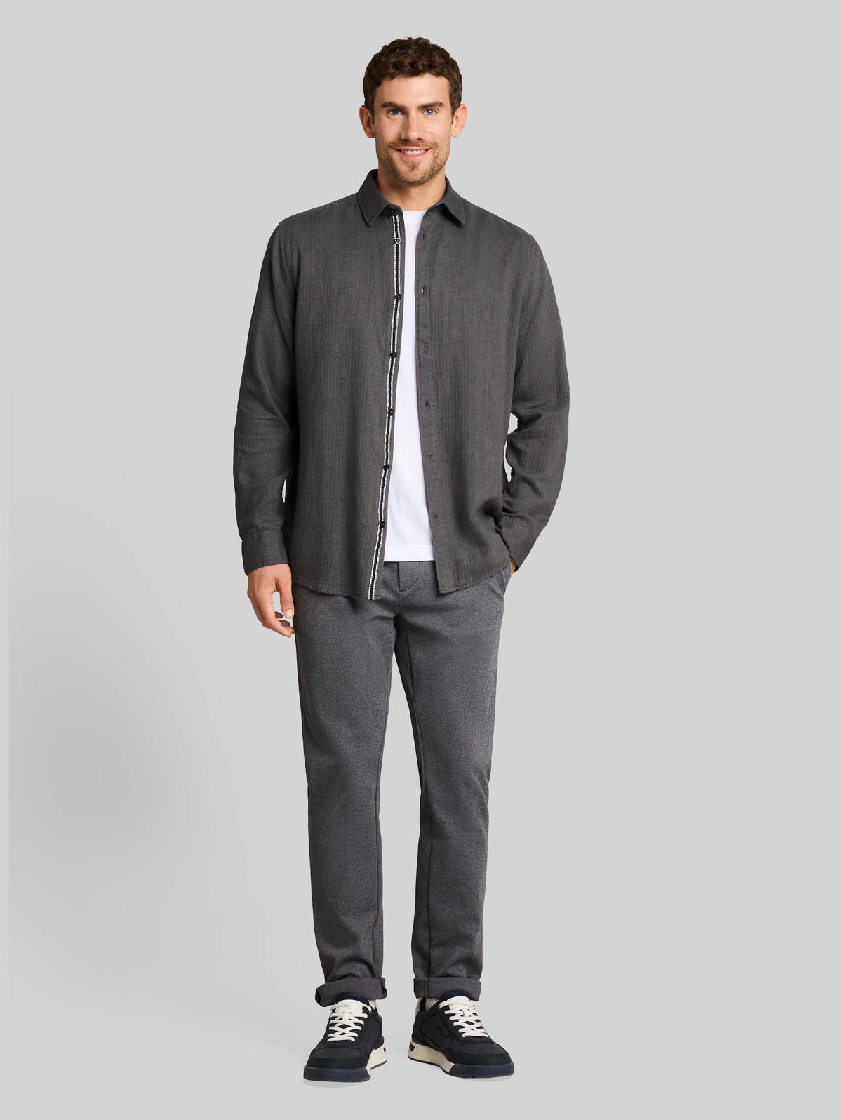 Herringbone Button-Up Shirt