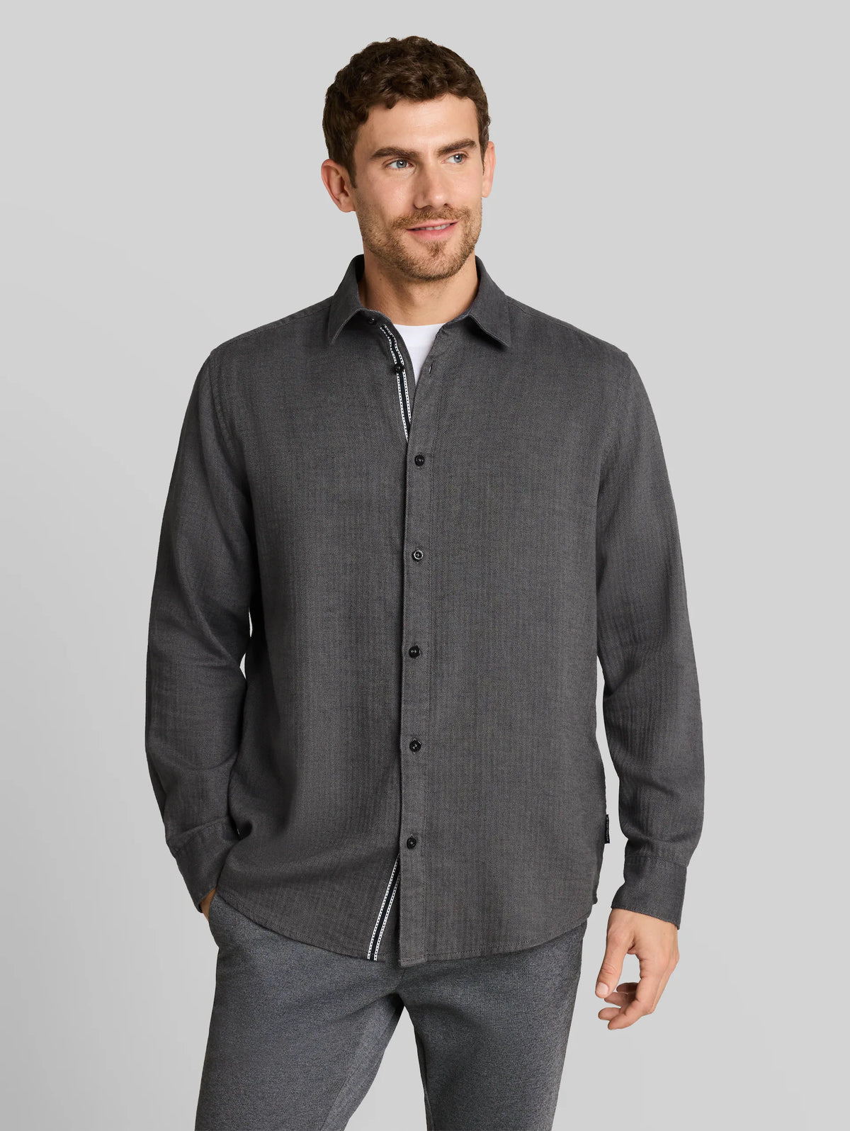 Herringbone Button-Up Shirt