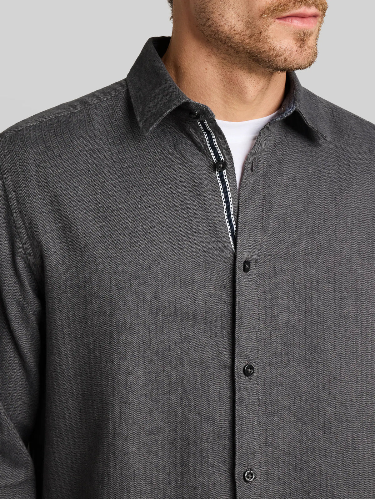 Herringbone Button-Up Shirt