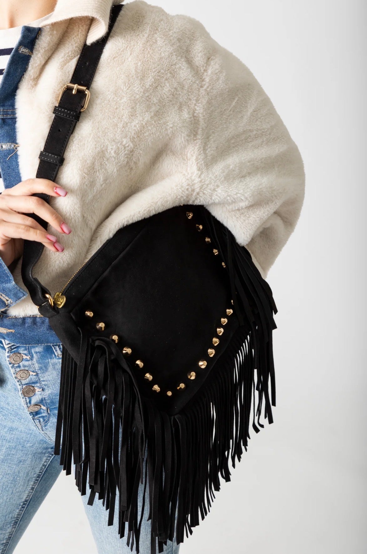 Boho Fringe Suede - Black