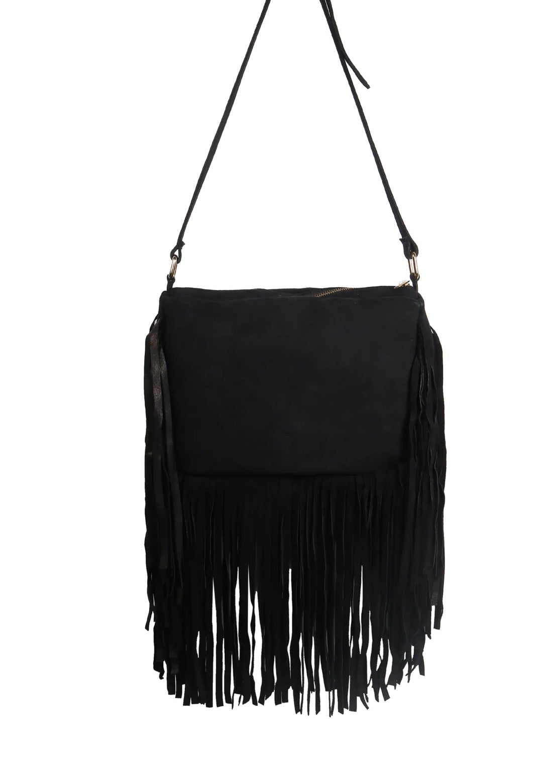 Boho Fringe Suede - Black