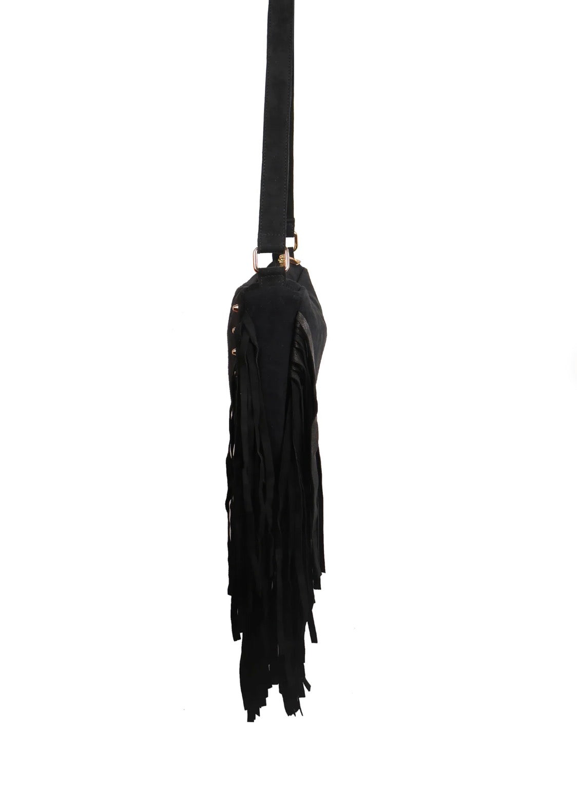 Boho Fringe Suede - Black