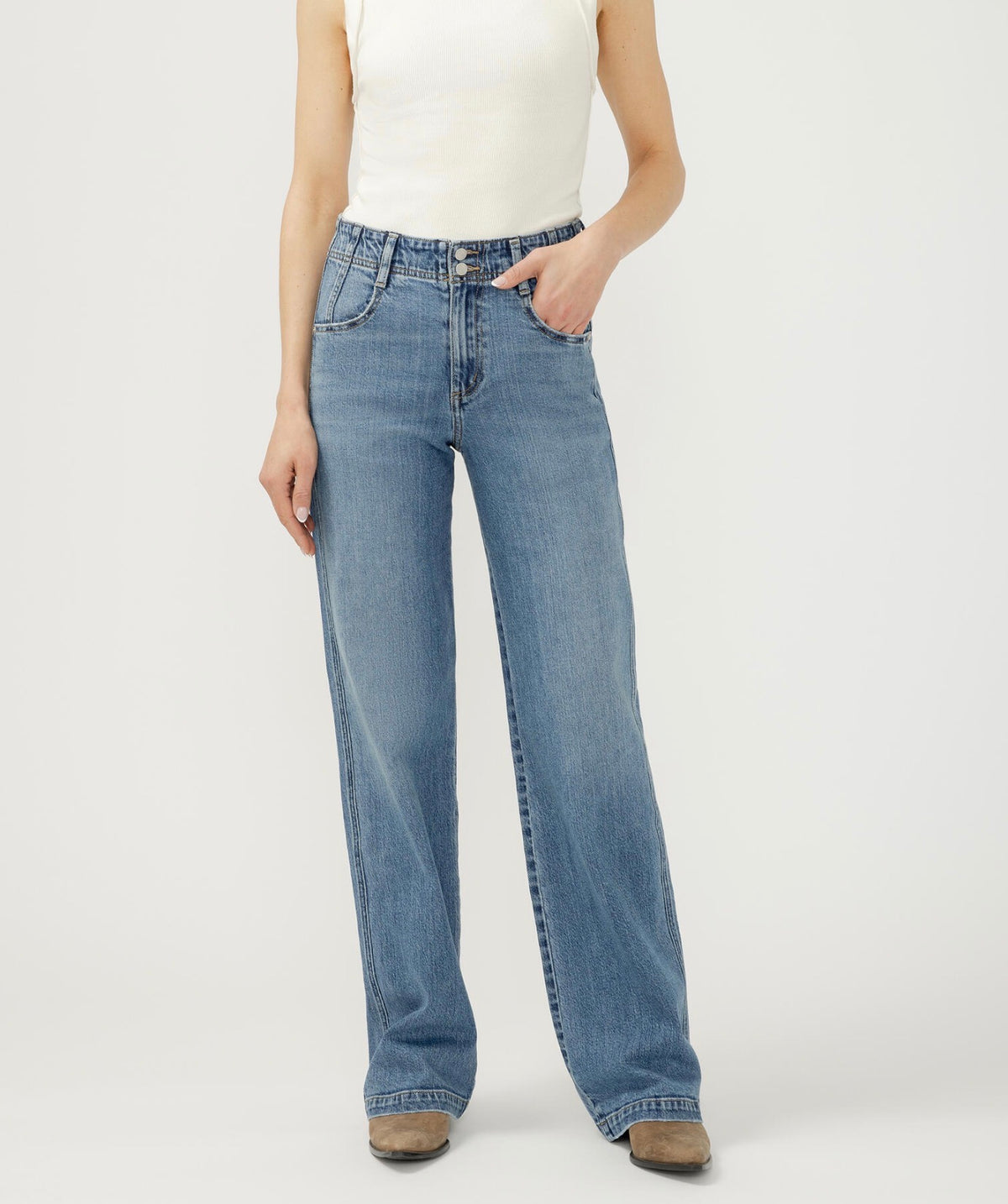 Highly Desirable High Rise Trouser Leg Jeans