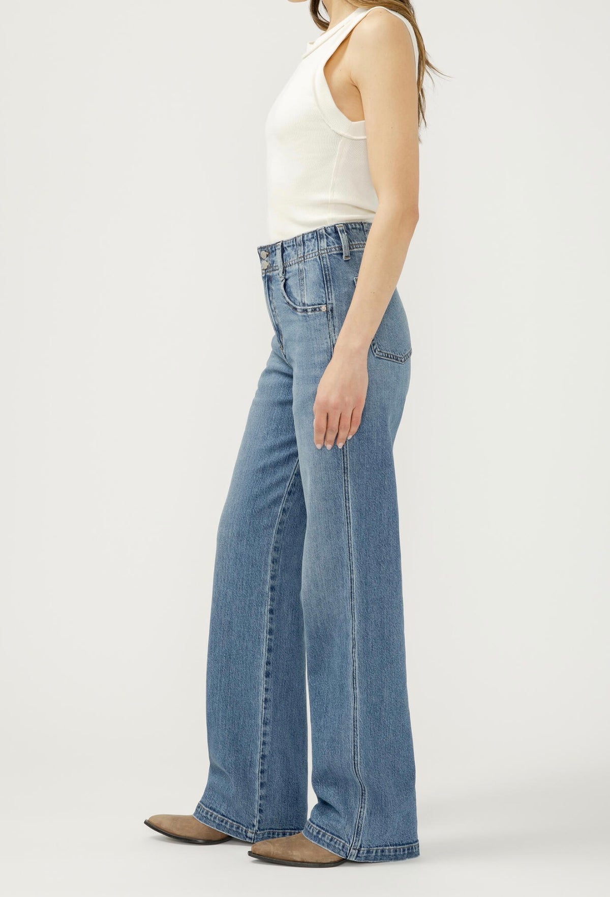 Highly Desirable High Rise Trouser Leg Jeans
