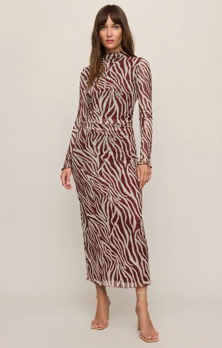 Sevilla Zebra Mesh Midi Dress
