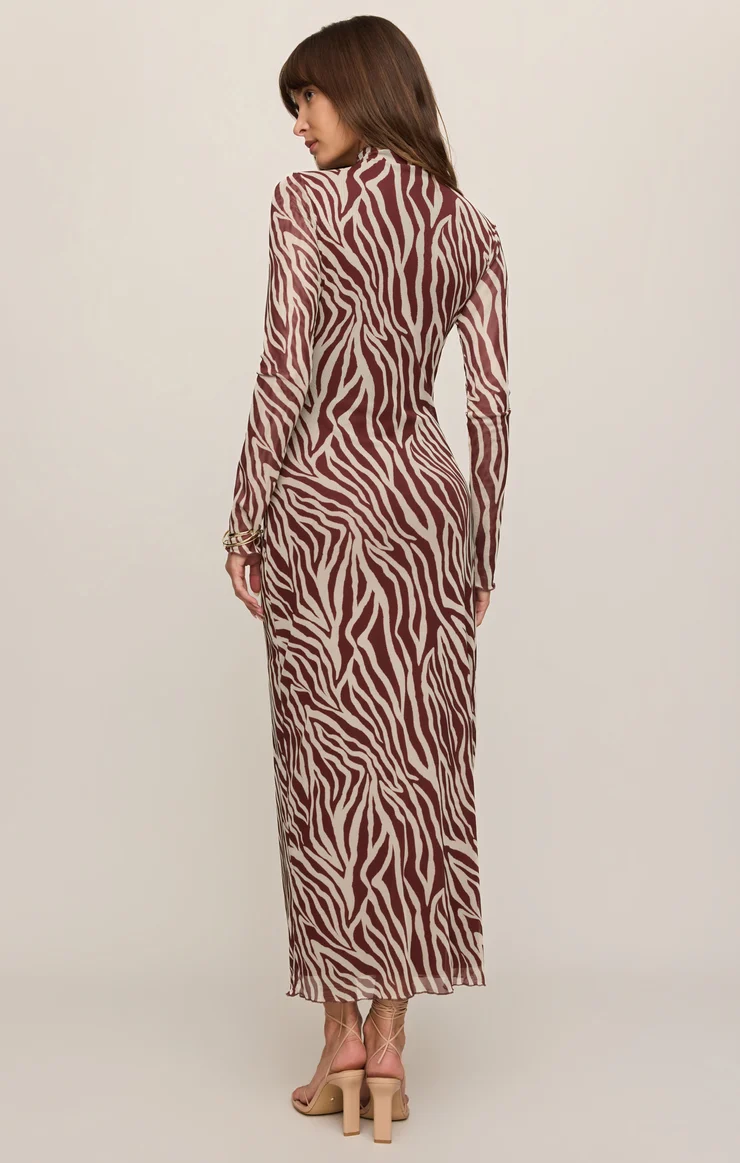 Sevilla Zebra Mesh Midi Dress