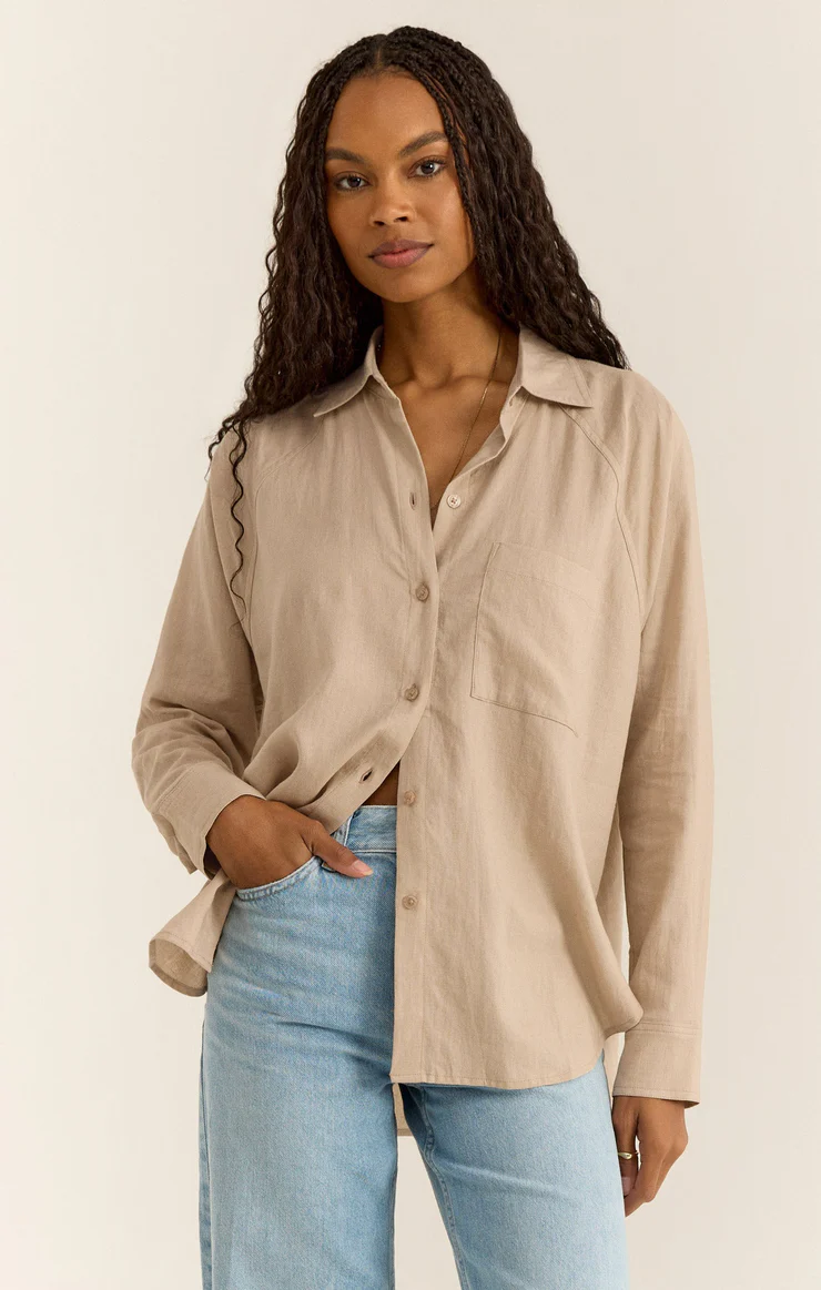 The Perfect Linen Top - Putty