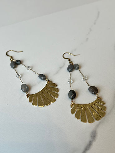 Labradorite Chain Fan Earrings