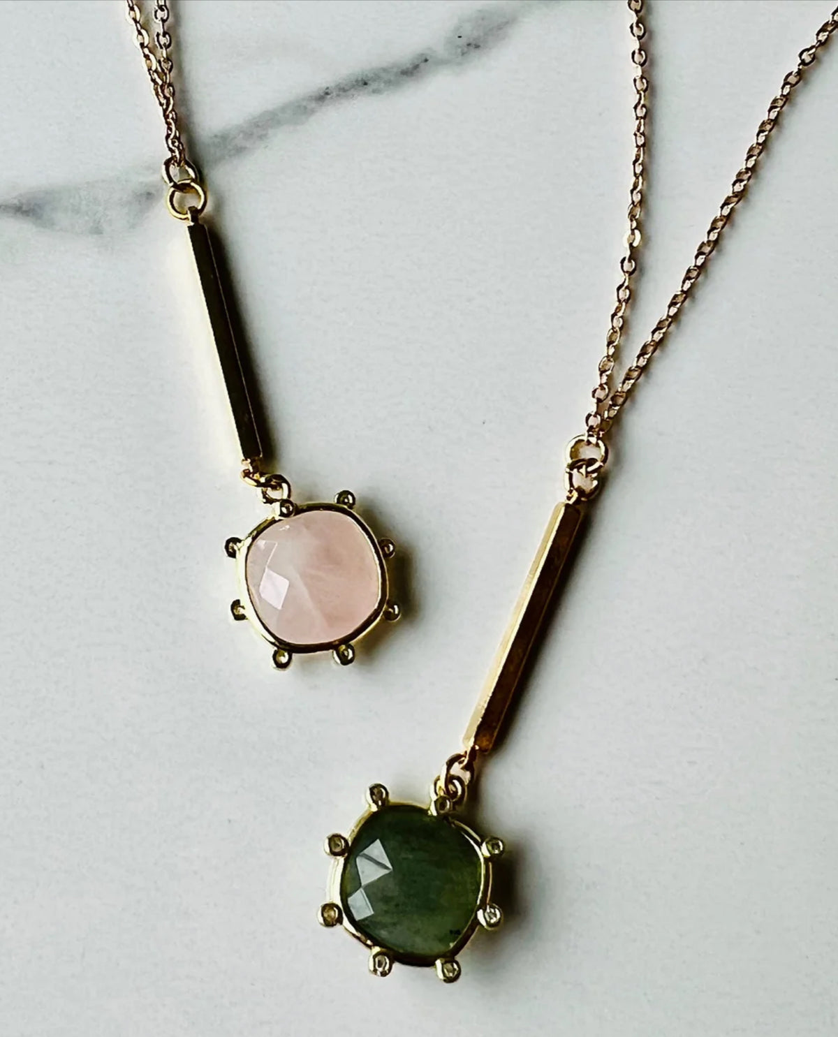 Lariat Gold Necklace with Gem Stone