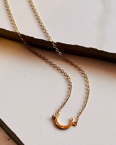 Textured Crescent Moon Necklace