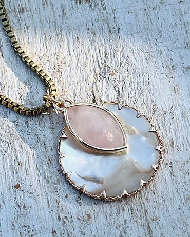 Mother of Pearl Rose Quartz Necklace