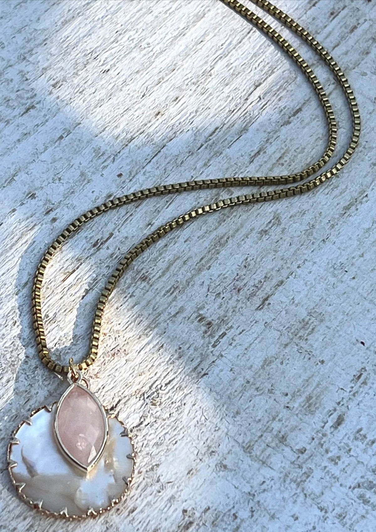 Mother of Pearl Rose Quartz Necklace