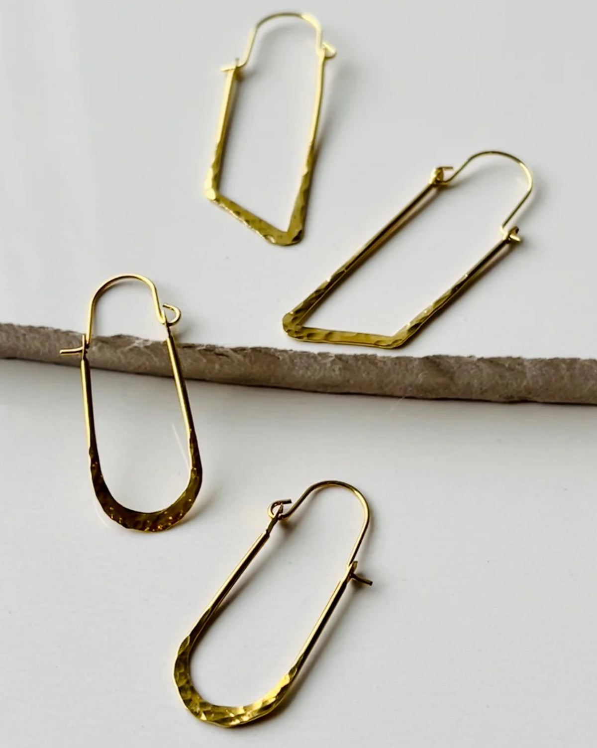 Delicate Hammered Brass Wire Earrings