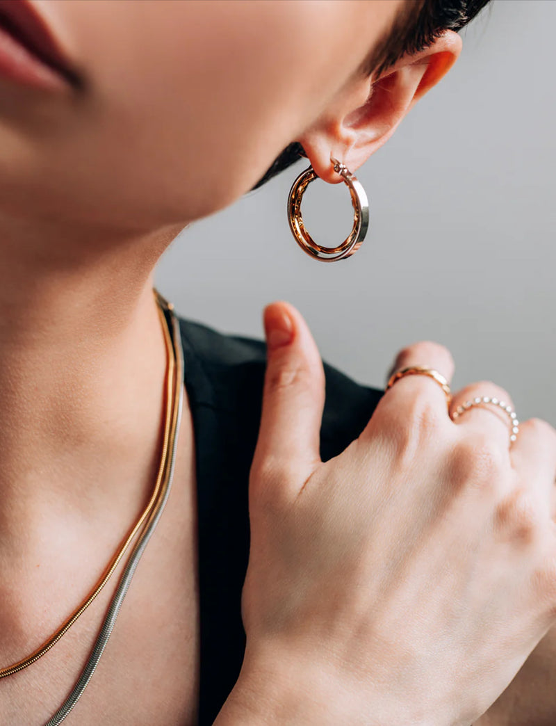 Rotary Two-Tone Hoop Earrings