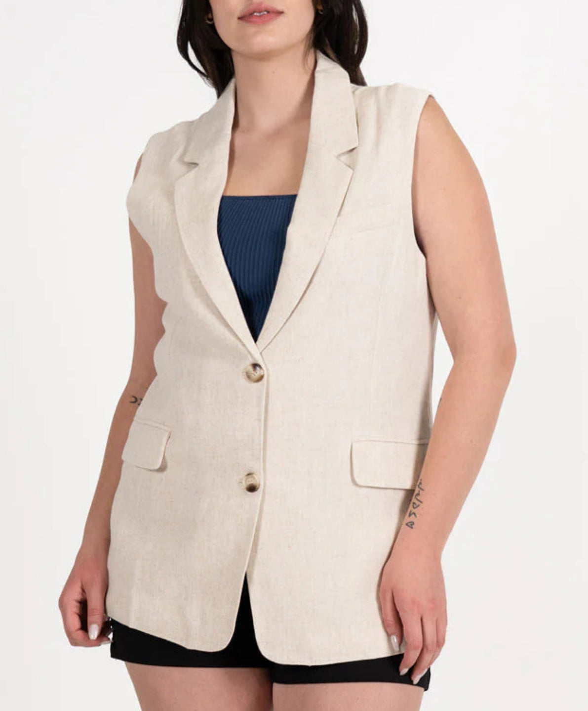 Linen Blend Relaxed Vest