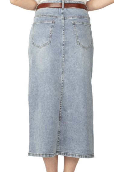 Maxi Denim Skirt with Belt