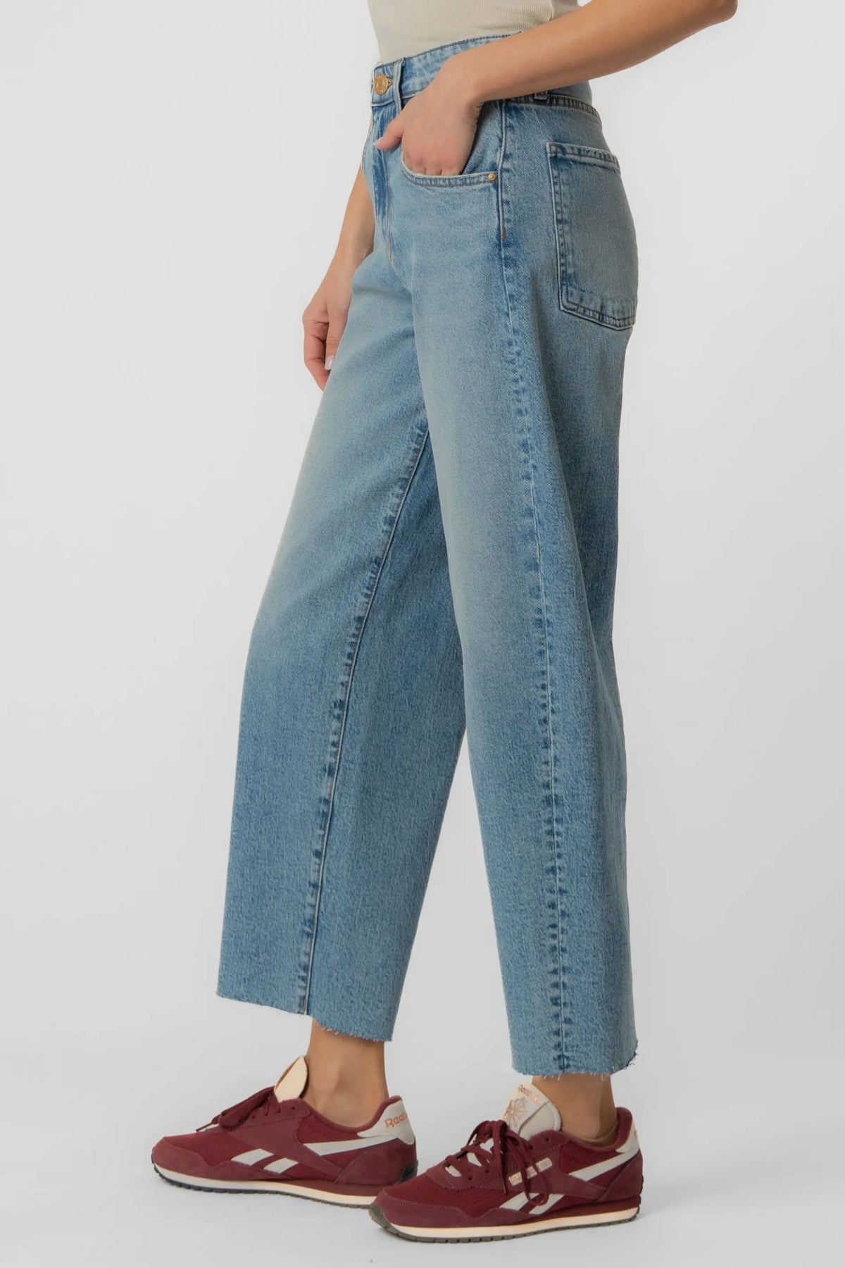 Gwen High Rise Wide Leg Slouchy Raw Hem