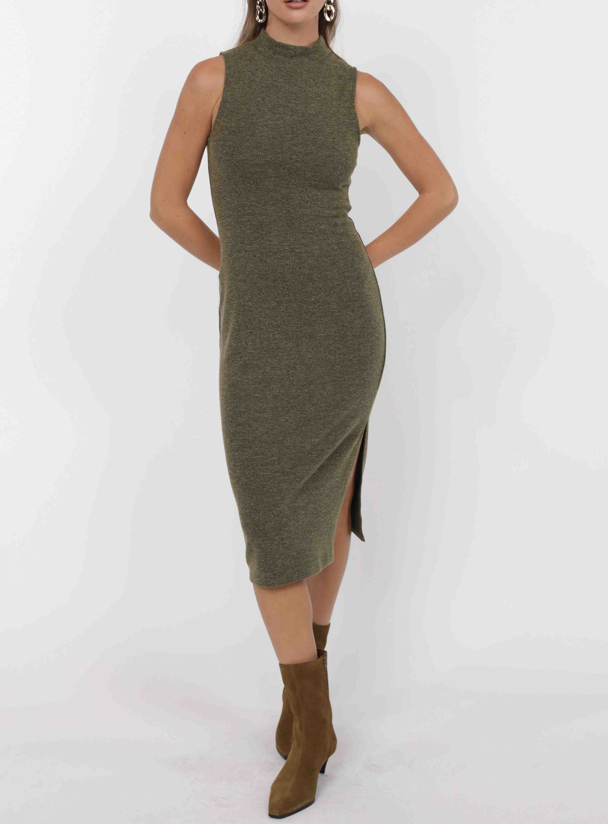 On The Path Turtleneck Midi Dress