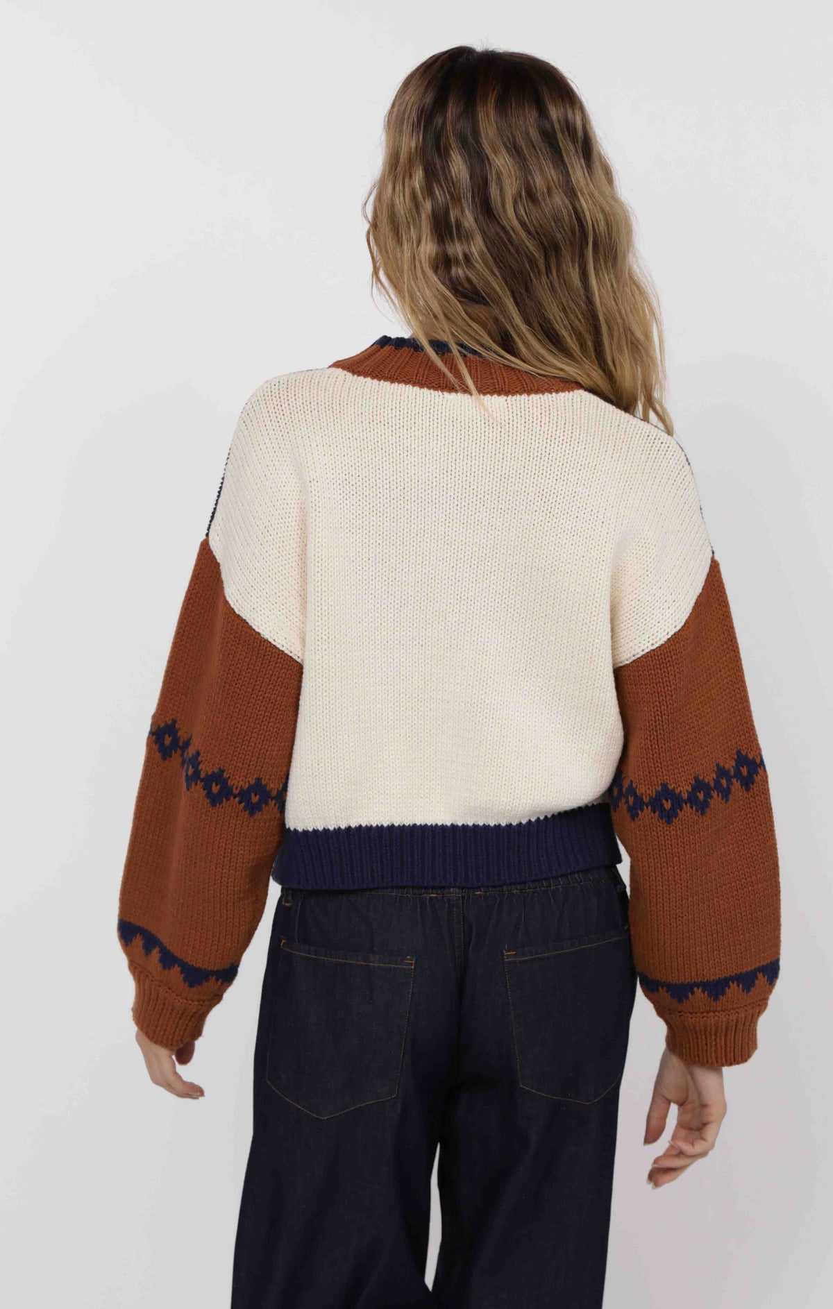 Sweet Rose Jaquard Zip Sweater Jacket