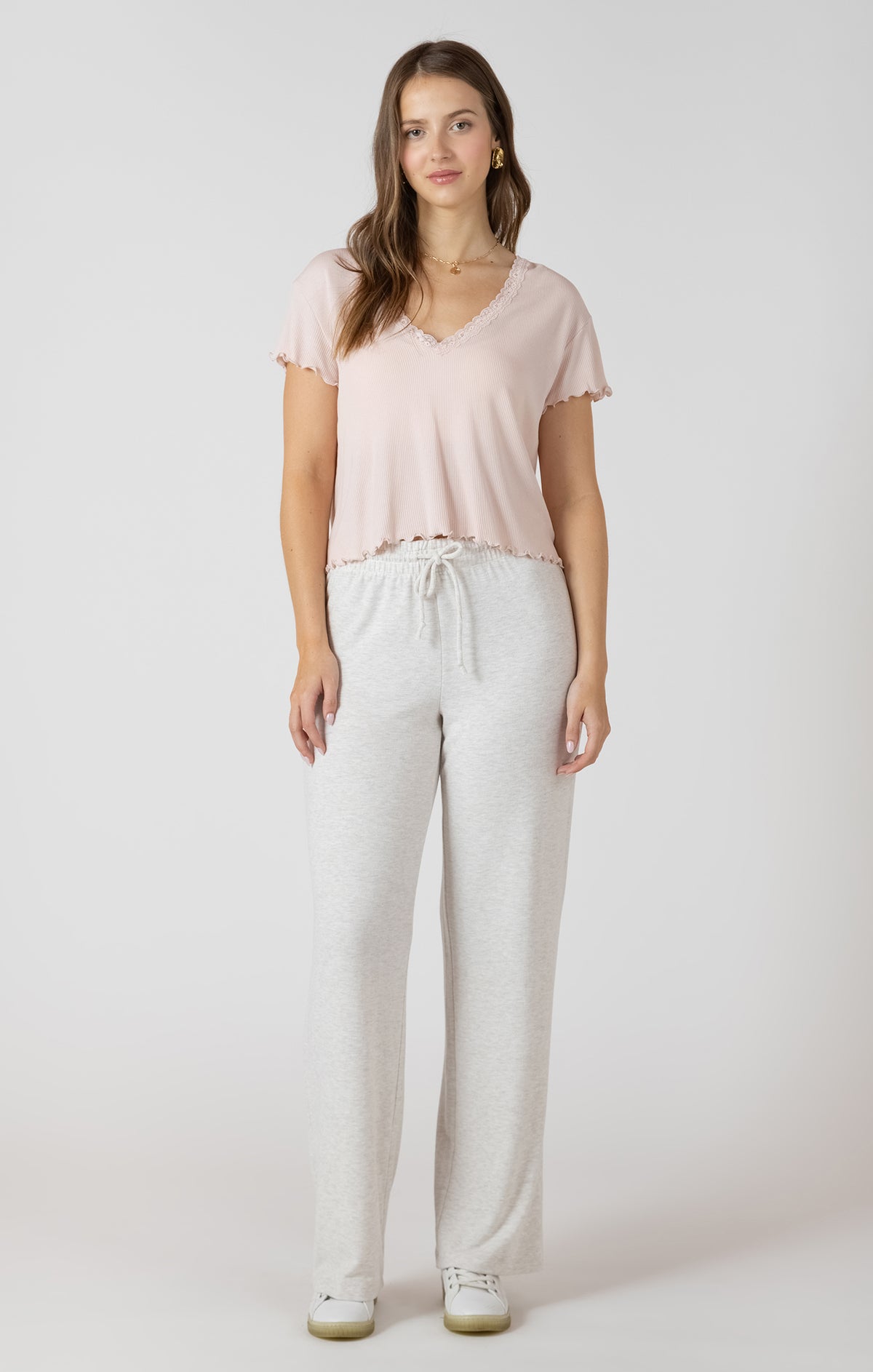 Lace Trim Waffle Top