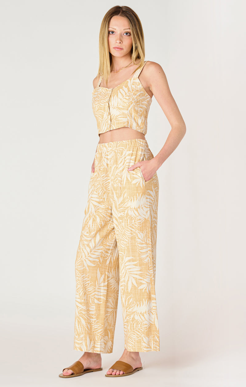 Wide Leg Palm Print Pant