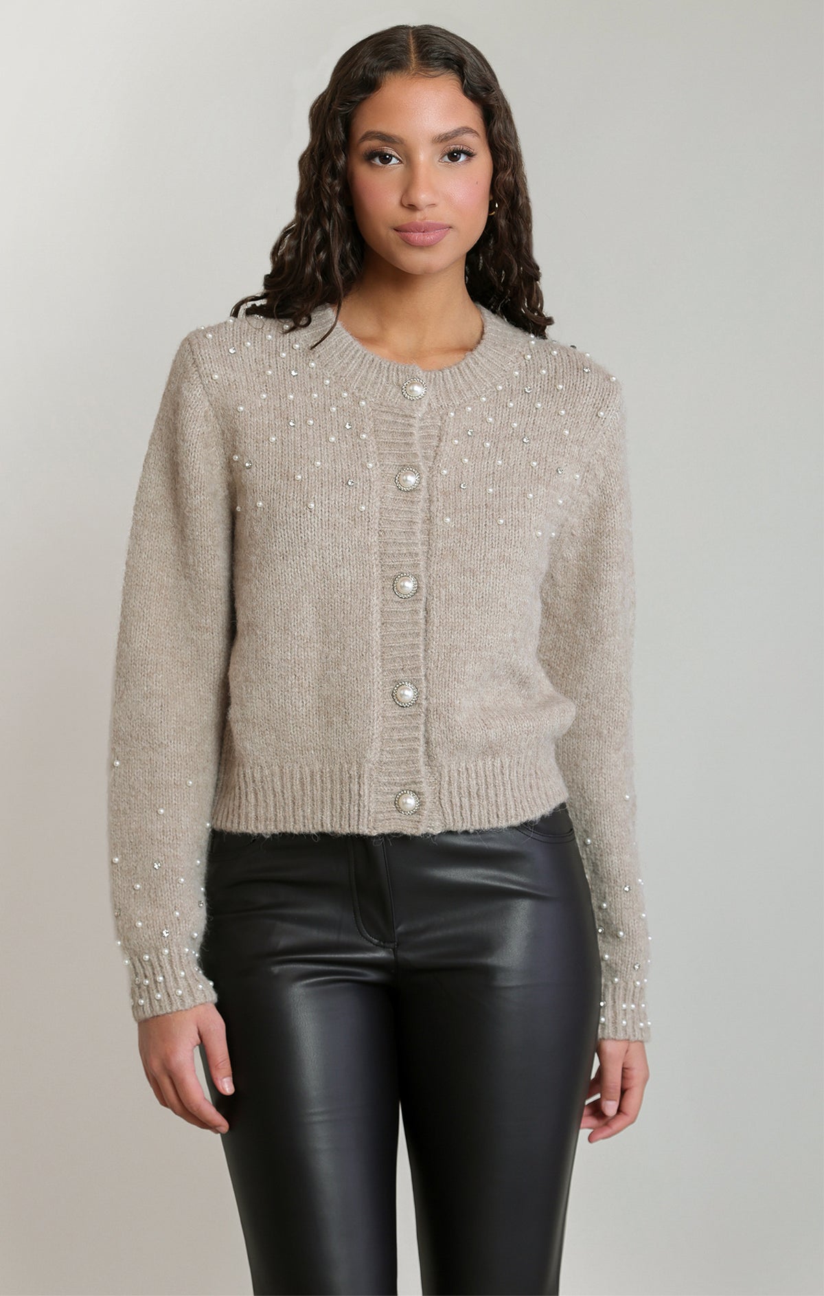 Embellished Crewneck Cardigan