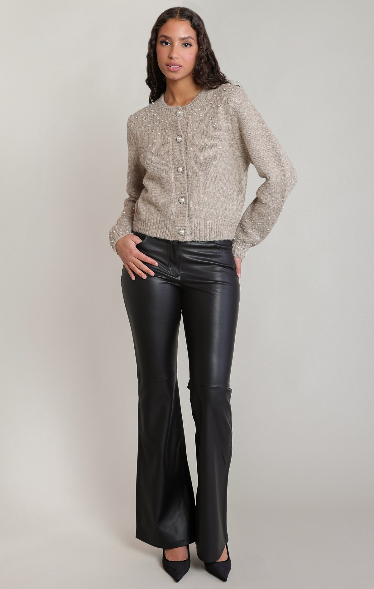 Embellished Crewneck Cardigan
