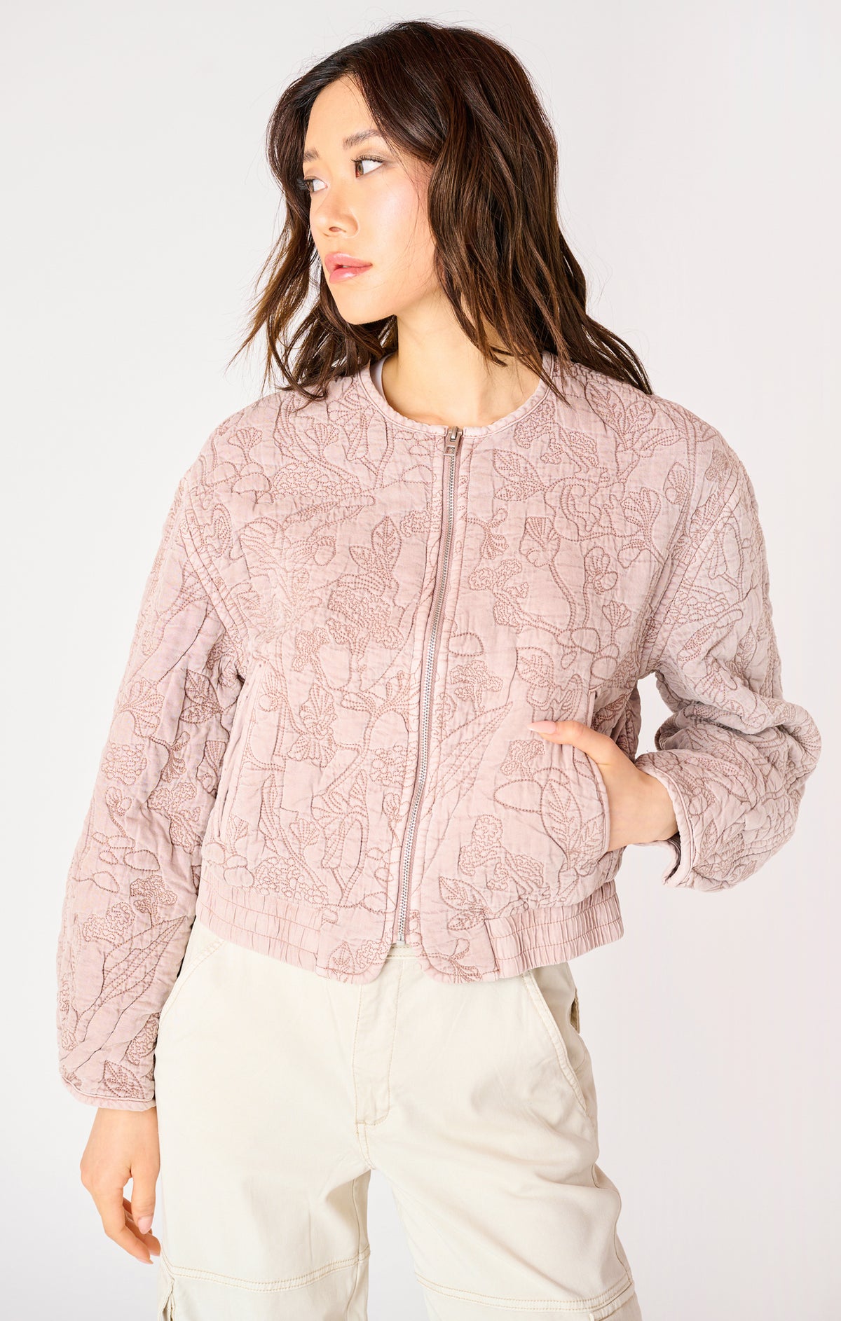 Floral Quilted Bomber Jacket