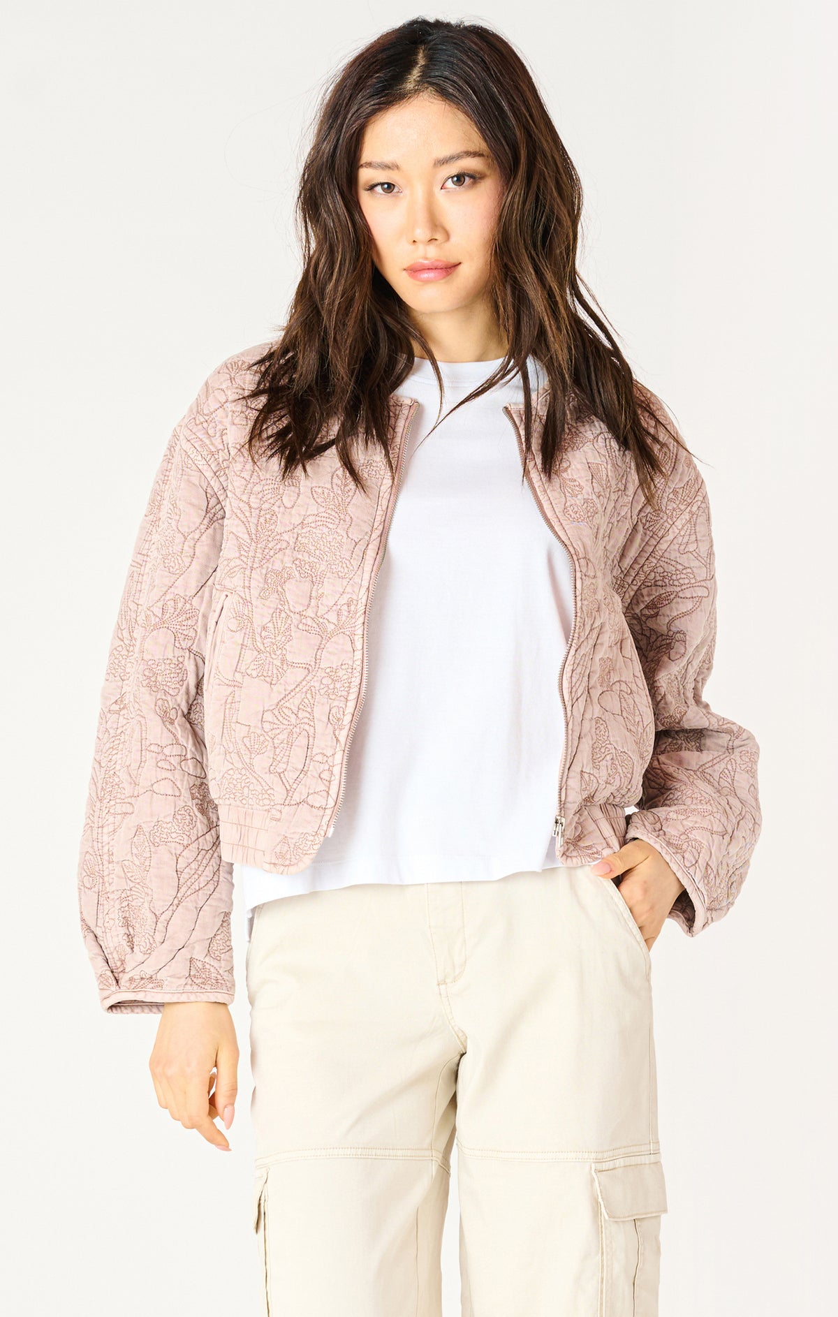 Floral Quilted Bomber Jacket