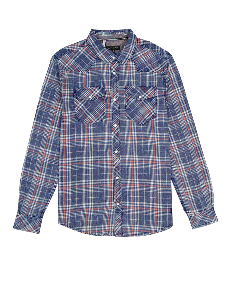 Acid Wash Indigo Plaid Shirt