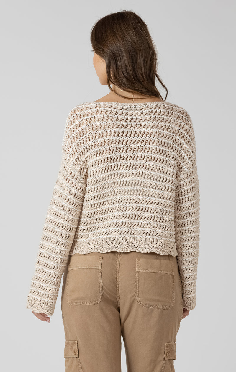 Scallop Hem Open Stitch Sweater