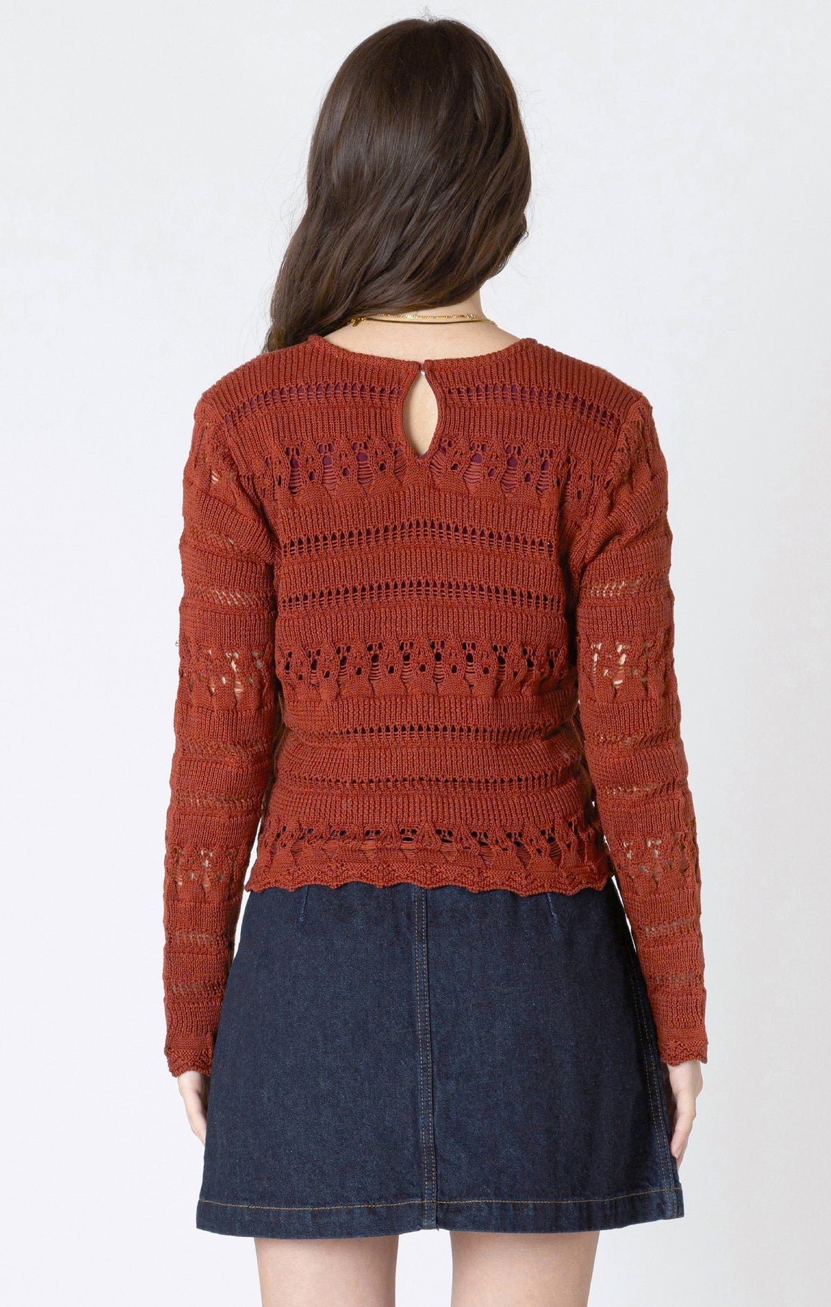 Scallop Hem Crochet Sweater