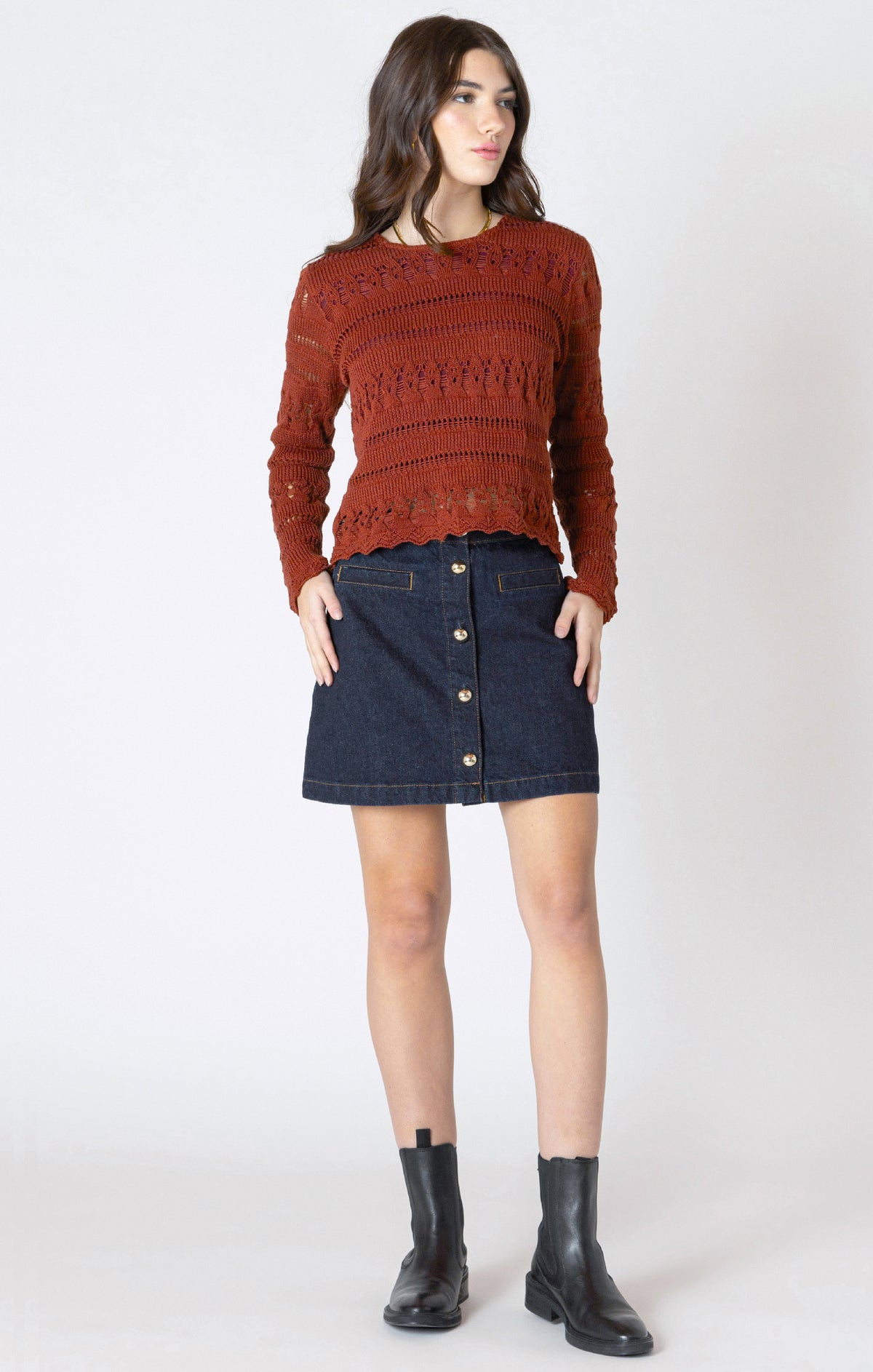 Scallop Hem Crochet Sweater