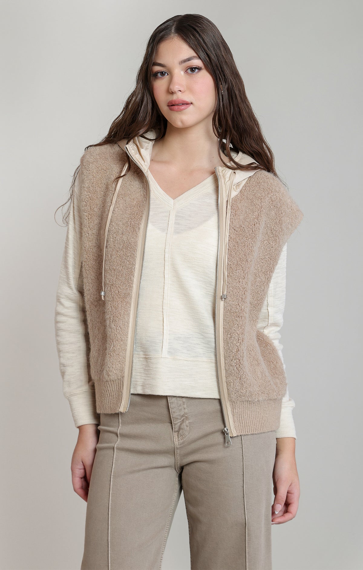 Hooded Boucle Vest