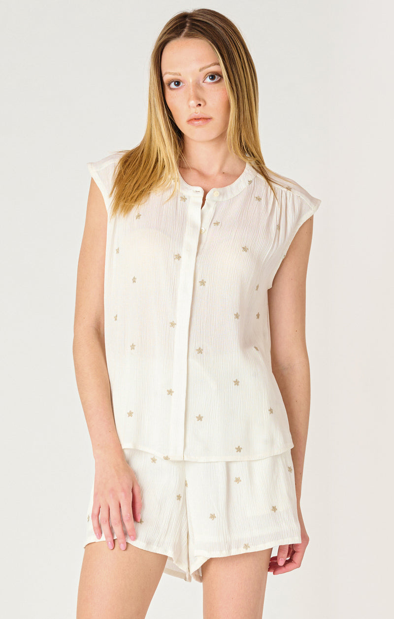Embroidered Sleeveless Blouse