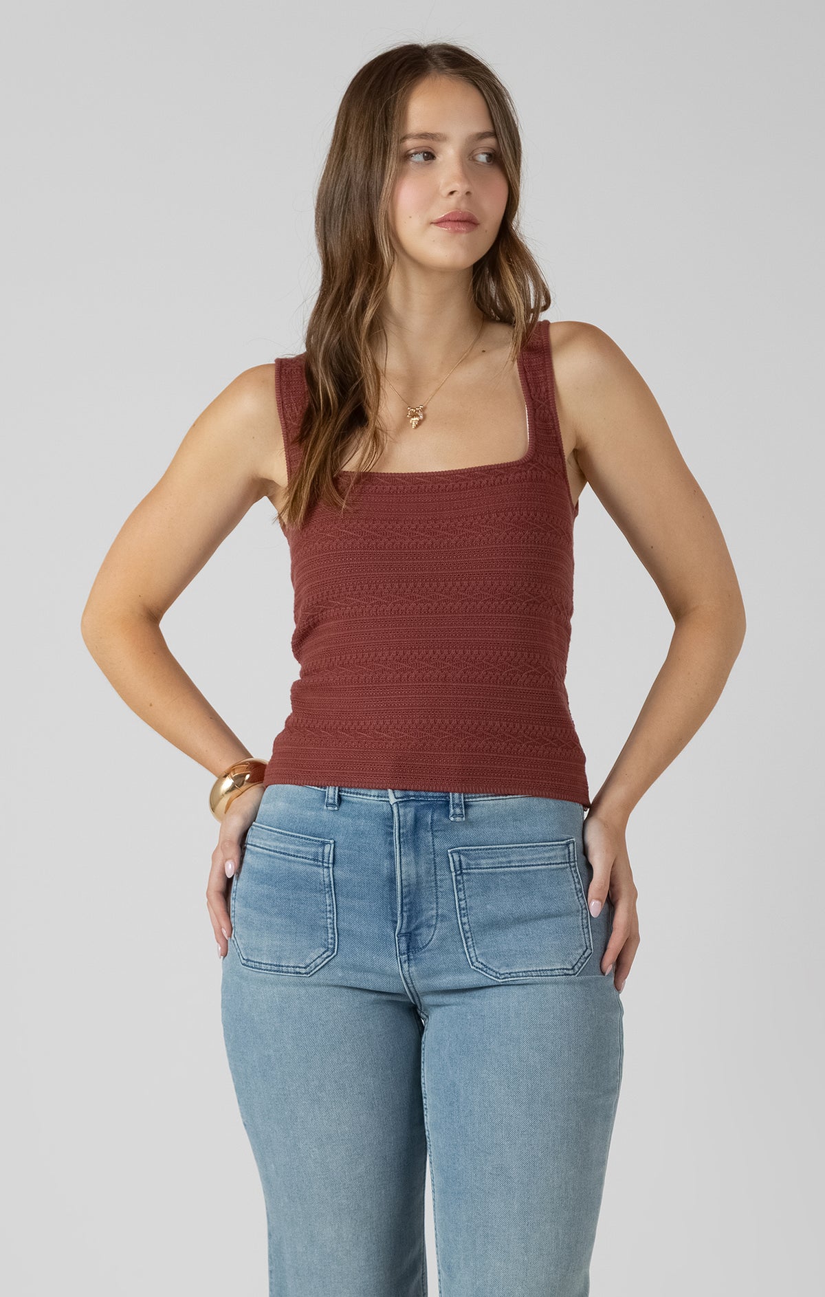 Square Neck Textured Tank