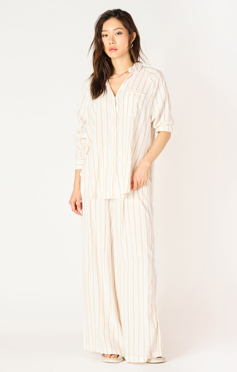 Oversized Button Front Stripe Blouse