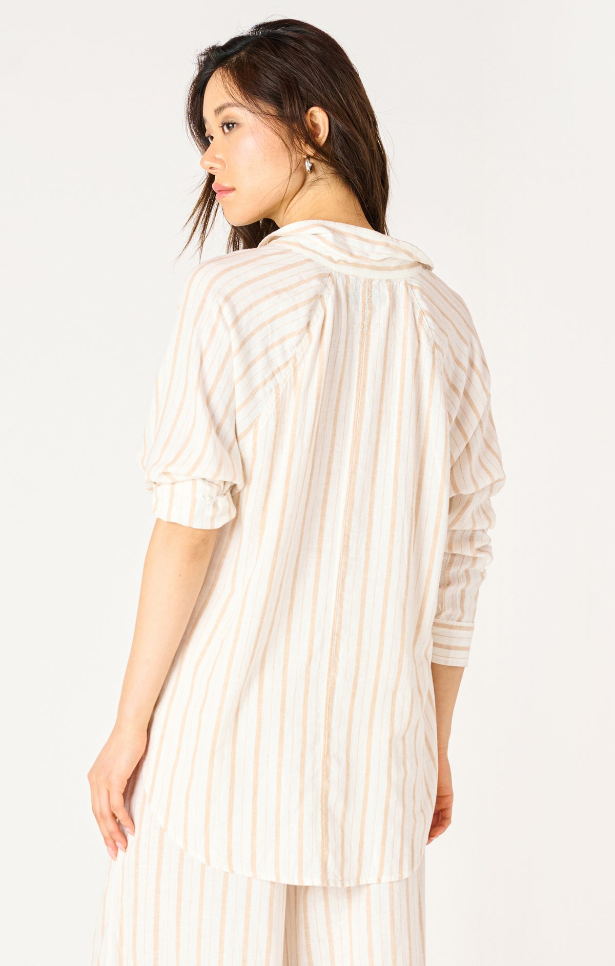 Oversized Button Front Stripe Blouse