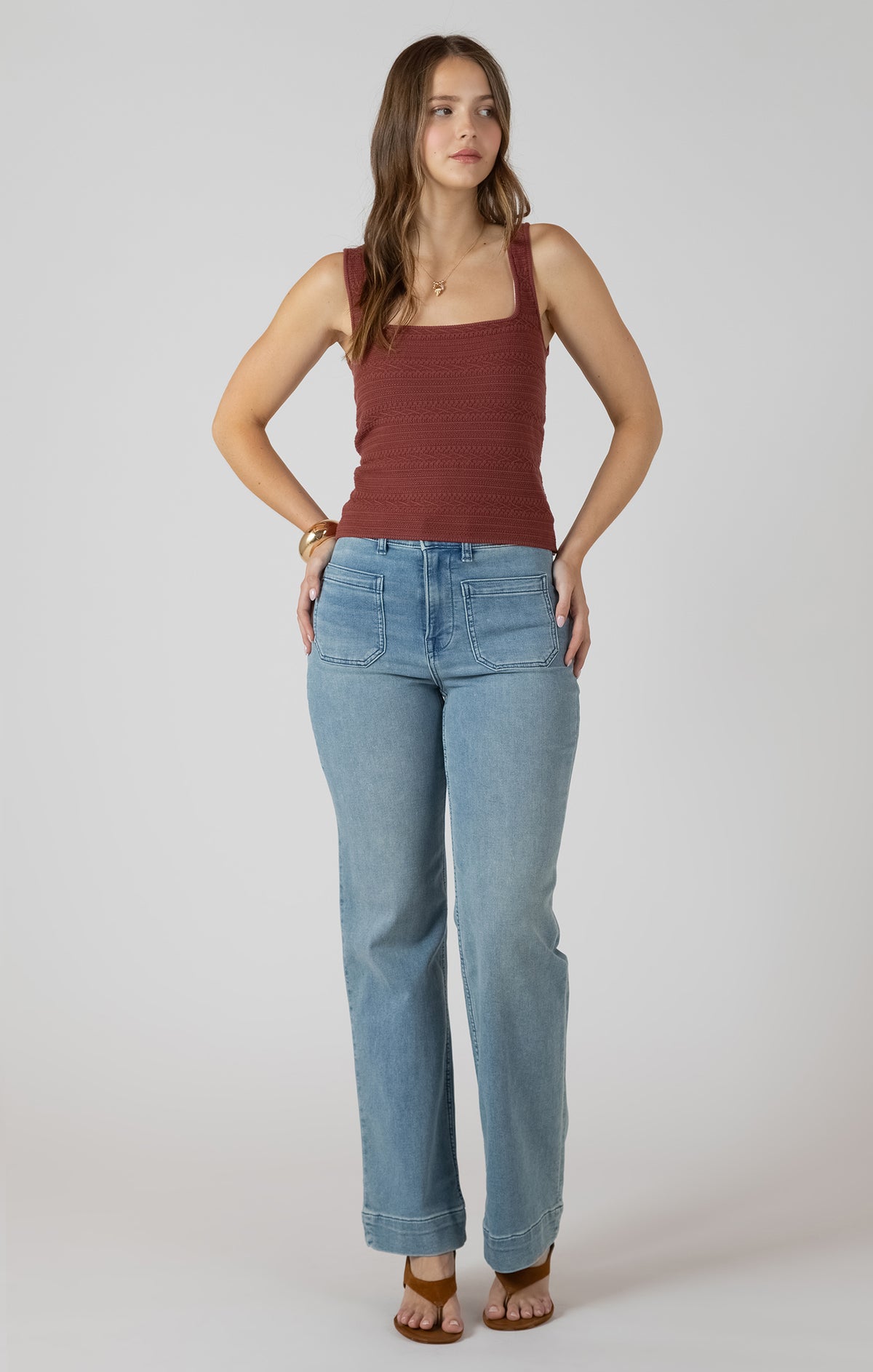 Square Neck Textured Tank